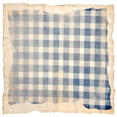 Blue checkered ripped paper tablecloth blackboard cushion.