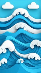 Stylized Ocean Waves Paper Cut Design