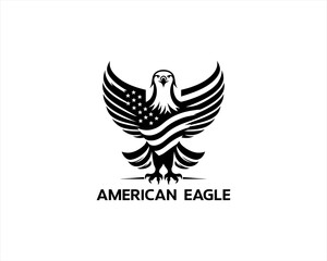 American Eagle logo design icon symbol vector illustration. Silhouette eagle bird icon vector template	