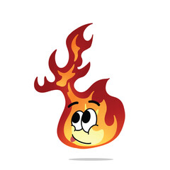 happy fire mascot illustration for design. cute and playful concept.  flame, burning, hot, inferno, danger, energy, and firestorm themes themes