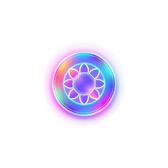 Designer color holographic 3D icon. neon symbol vector illustration isolated on white background. Generative AI