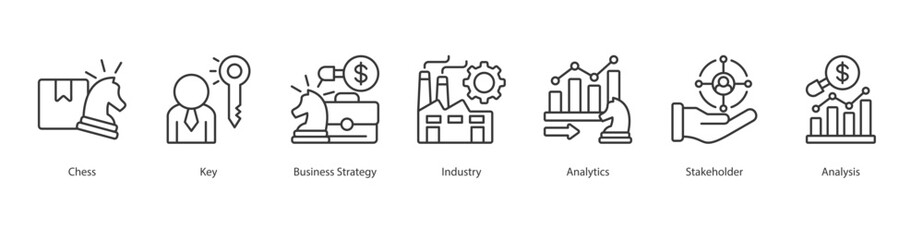 Industry Trends Icon Sheet chess, key, business strategy, industry, analytics, stakeholder, analysis