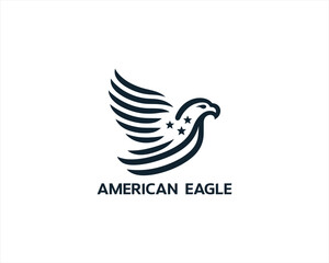 American Eagle logo design icon symbol vector illustration. Silhouette eagle bird icon vector template	