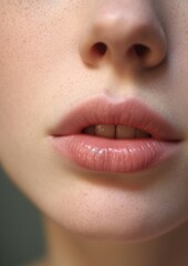 Fototapeta premium Close up on face pores texture mouth skin perfection.
