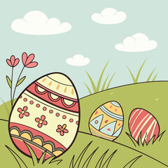 easter card with eggs and flowers