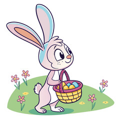 easter bunny with basket of eggs