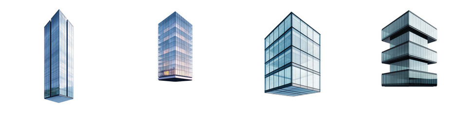 Obraz premium Sleek and soaring skyscrapers made of glass and steel reaching for the sky creating a striking and modern cityscape The towering buildings feature clean lines geometric shapes