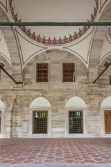 Obraz premium Mihrimah Sultan Mosque in Edirnekapi, Istanbul. Under the dome and windows in the entrance area of the mosque.