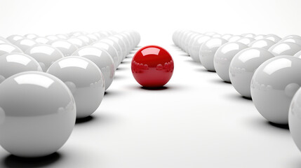 Leadership concept One leader red sphere leads other