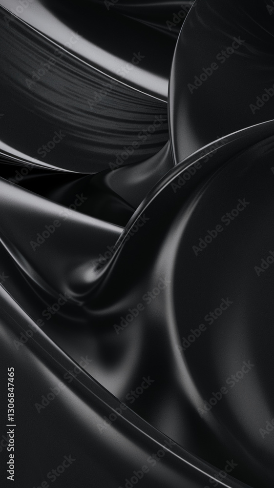 Poster abstract image of dark, flowing fabric texture, creating a sleek and elegant appearance, showcasing 