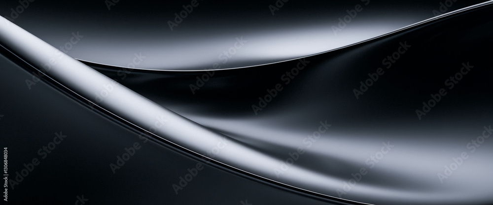 Aufkleber abstract image of dark gray and black flowing shapes, creating a sleek and elegant visual effect, su