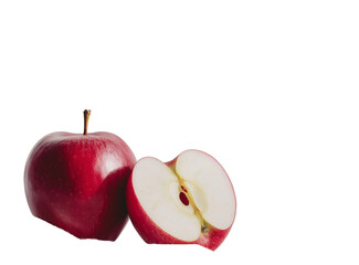 Red apple with a slice isolated on a Transparent background
