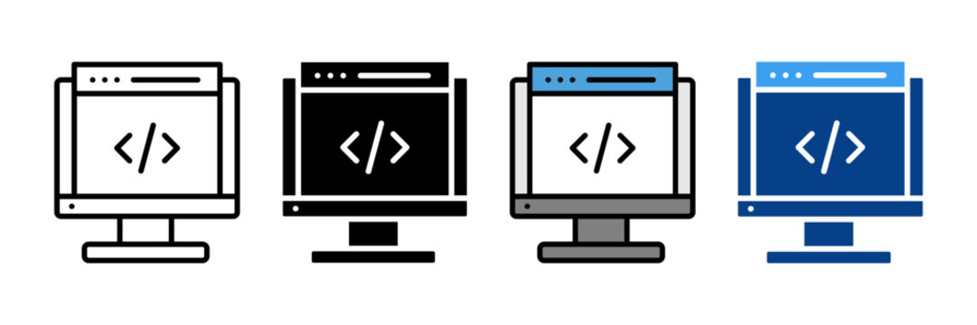 Code Icon Set Multiple Style Collection