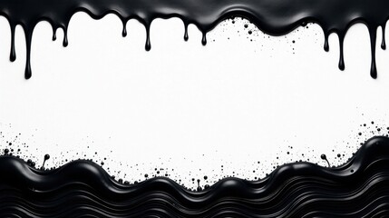 Fototapeta premium Abstract Black Liquid Dripping Design with a Blank Center for Text or Images
