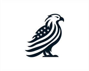 American Eagle logo design icon symbol vector illustration. Silhouette eagle bird icon vector template	