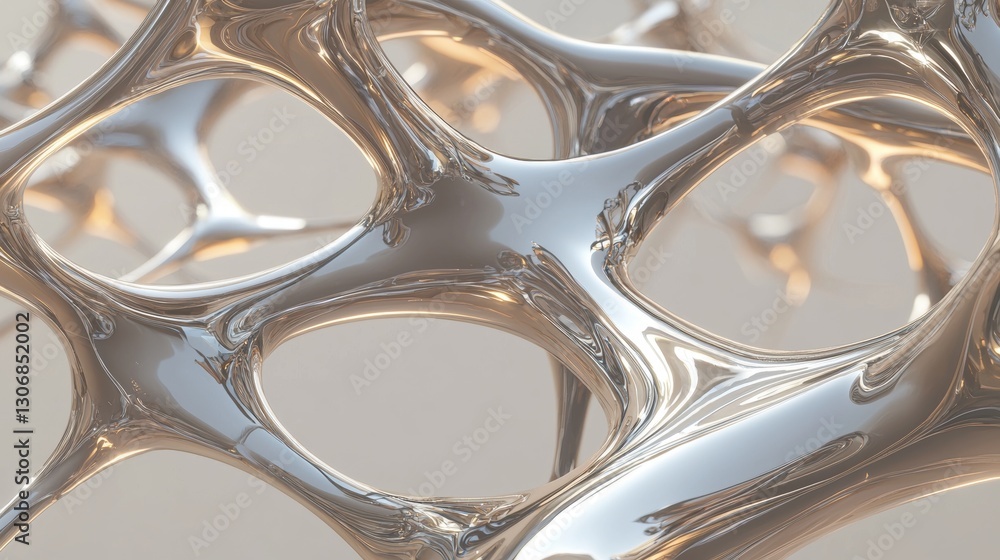 Poster close-up of a group of abstract shapes. the shapes are made up of multiple overlapping circles and l