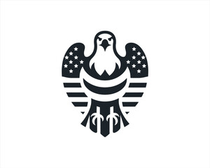 American Eagle logo design icon symbol vector illustration. Silhouette eagle bird icon vector template	