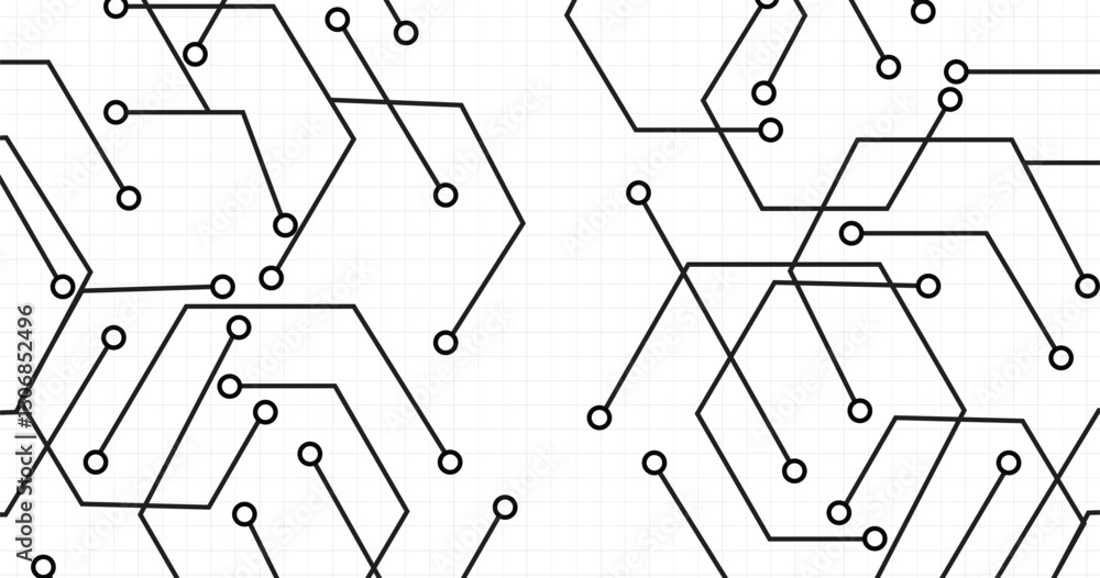 Poster electronics board. circuit board electronic hi tech pattern. abstract computer chip. black monochrom