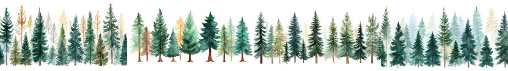 Fototapeta premium Lush evergreen woodland landscape with towering pine spruce and fir trees standing tall in a serene and peaceful wilderness setting Tranquil natural background with a minimalist