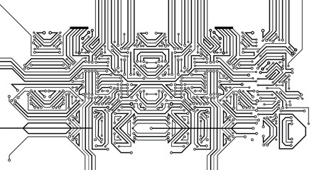 Digital technology seamless pattern. Seamless electronic circuit.