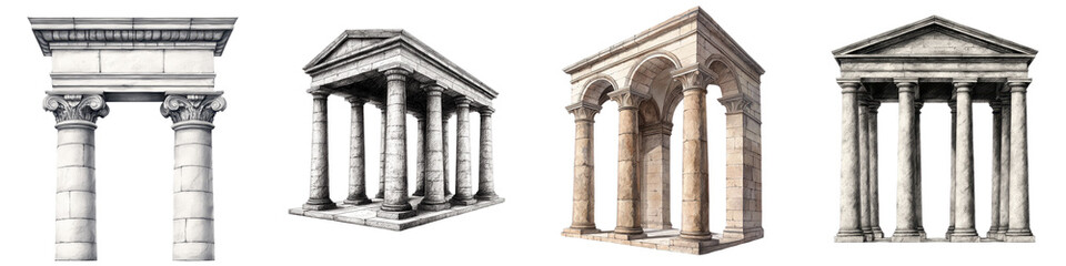 Obraz premium Majestic and Iconic Architectural Structures from the Ancient Greek and Roman Civilizations Featuring Stunning Columns Domes Pediments and Other Classical Elements