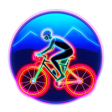 Cyclist holographic 3D icon. neon symbol vector illustration isolated on white background. Generative AI