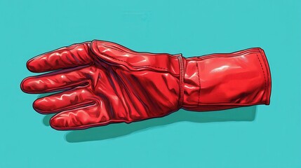 red work glove isolated,cartoon illustration style