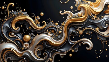 Luxurious Gold And Black Abstract Wallpaper