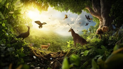 Obraz premium The Song of Life in the Fantasy Forest