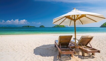 : Tropical beach chaise lounge umbrella summer vacation: Tropical beach chaise lounge umbrella summer vacation