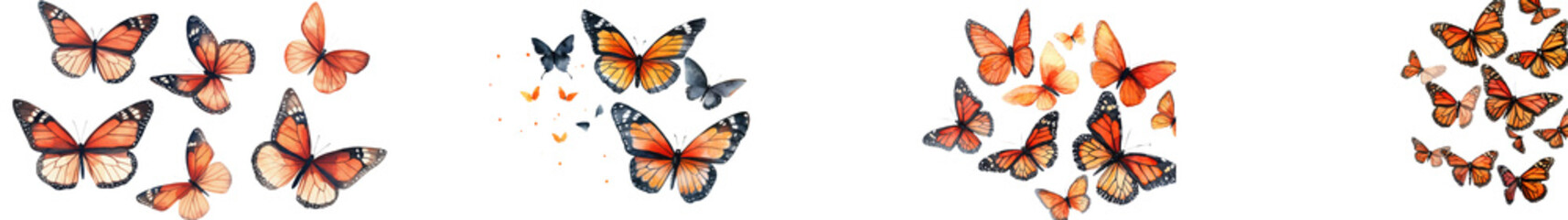 Vibrant Butterflies Swarming Amongst Blooming Flowers and Lush Foliage in a Serene Garden Setting