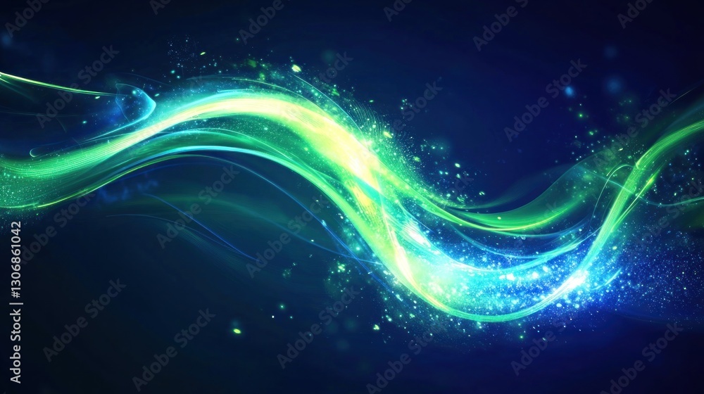 Poster wavy abstract background features flowing lines with light and color