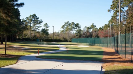 Fototapeta premium A chipping net with multiple target zones set up for practice.