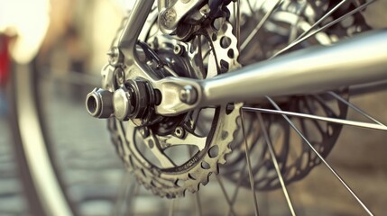 Obraz premium A close-up of a bikes disc brakes, calipers, and rotors.