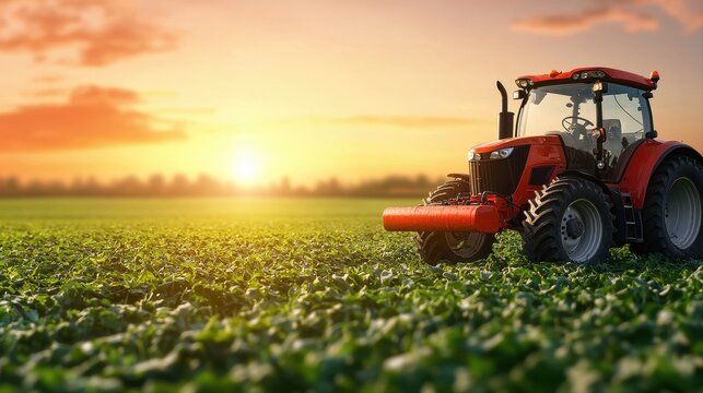 Tractor working in a vast agricultural field showcasing modern farming techniques and technology advancements in agriculture