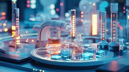 Futuristic Laboratory Setup with Advanced Equipment and Glowing Components