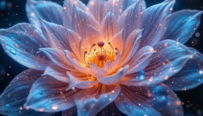 A beautiful flower with a yellow center and blue petals