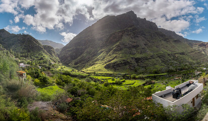 Agaete Valley landscape. San Pedro town. Agaete. Gran Canaria. Canary islands Spain © magui RF