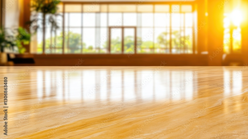 Poster sunlight casting a beautiful blur over an elegant table creating a warm and inviting atmosphere in b