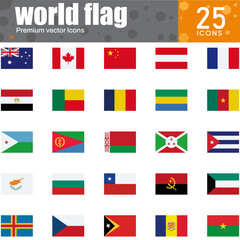 World Flags Icon Set – Vector Illustration