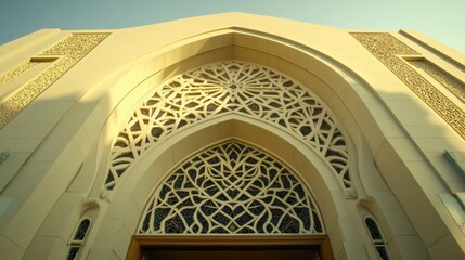 Naklejka premium Majestic Architectural Detail of Ornate Mosque Entrance
