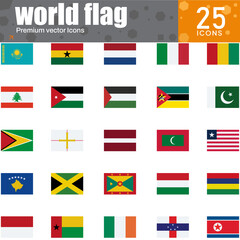 World Flags Icon Set – Vector Illustration