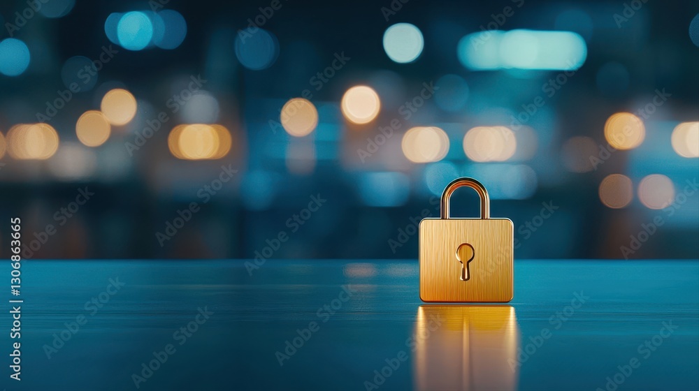 Poster lock resting on a table symbolizing business and technology interest rate lock-in period and financi