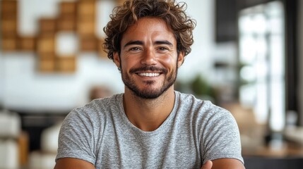 Fototapeta premium smiling professional giving thumbs up gesture in casual attire on white background