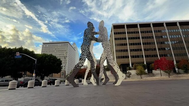Timelapse of Molecule Man is a series of aluminium sculptures, designed by American artist Jonathan Borofsky, downtown Los Angeles