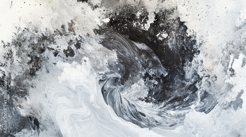 Poster abstract composition of swirling water splashes and fluid motion, dynamic yet clean, with a modern c