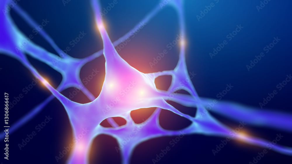 Aufkleber human neuron structure and anatomy science background. exploring neurons brain and synapse. artifici
