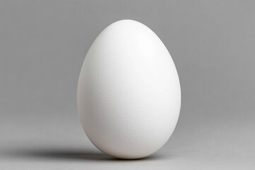 A single white egg sitting on a clean, monochrome background, symbolizing purity and simplicity