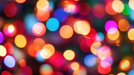 Fototapeta premium A beautiful blur of Christmas lights glowing in various colors, forming soft bokeh with plenty of space for a festive message.