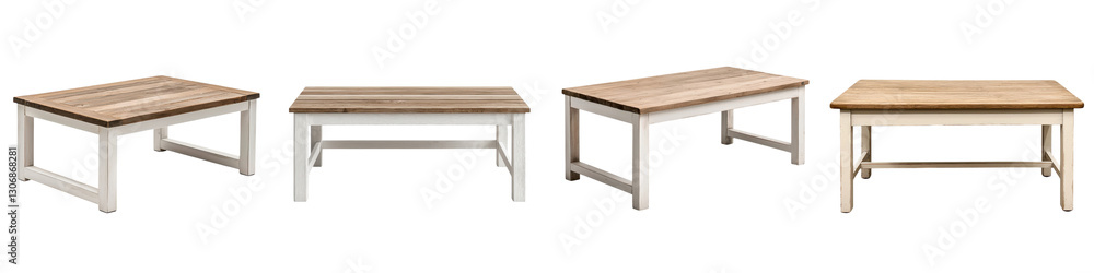 Poster a collection of minimalist wooden desks and tables in different designs styles and materials such as